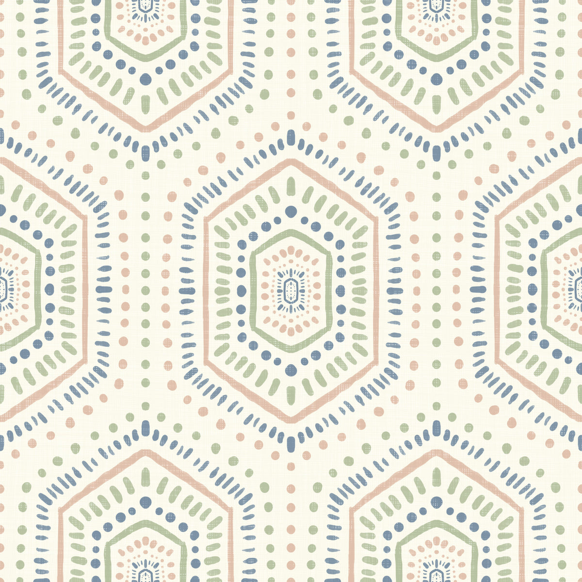 Boho dipinto - Carta da parati grandmillennial con motivo geometrico tribale astratto a esagoni Mudcloth in your room