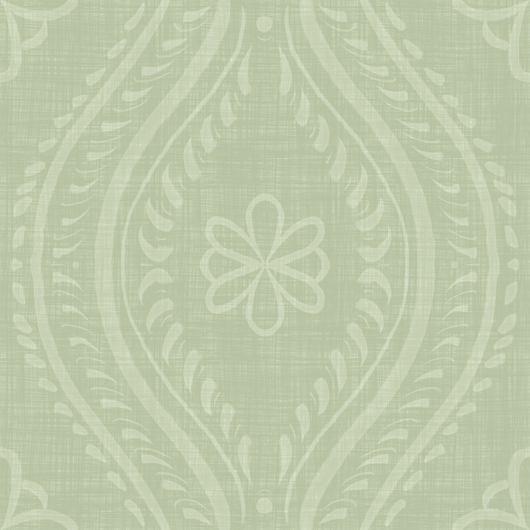 Carta da parati Faded Ogee Damask - Aneto tritato