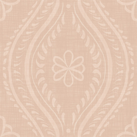 Carta da parati Faded Ogee Damask - Cinnamon Tea
