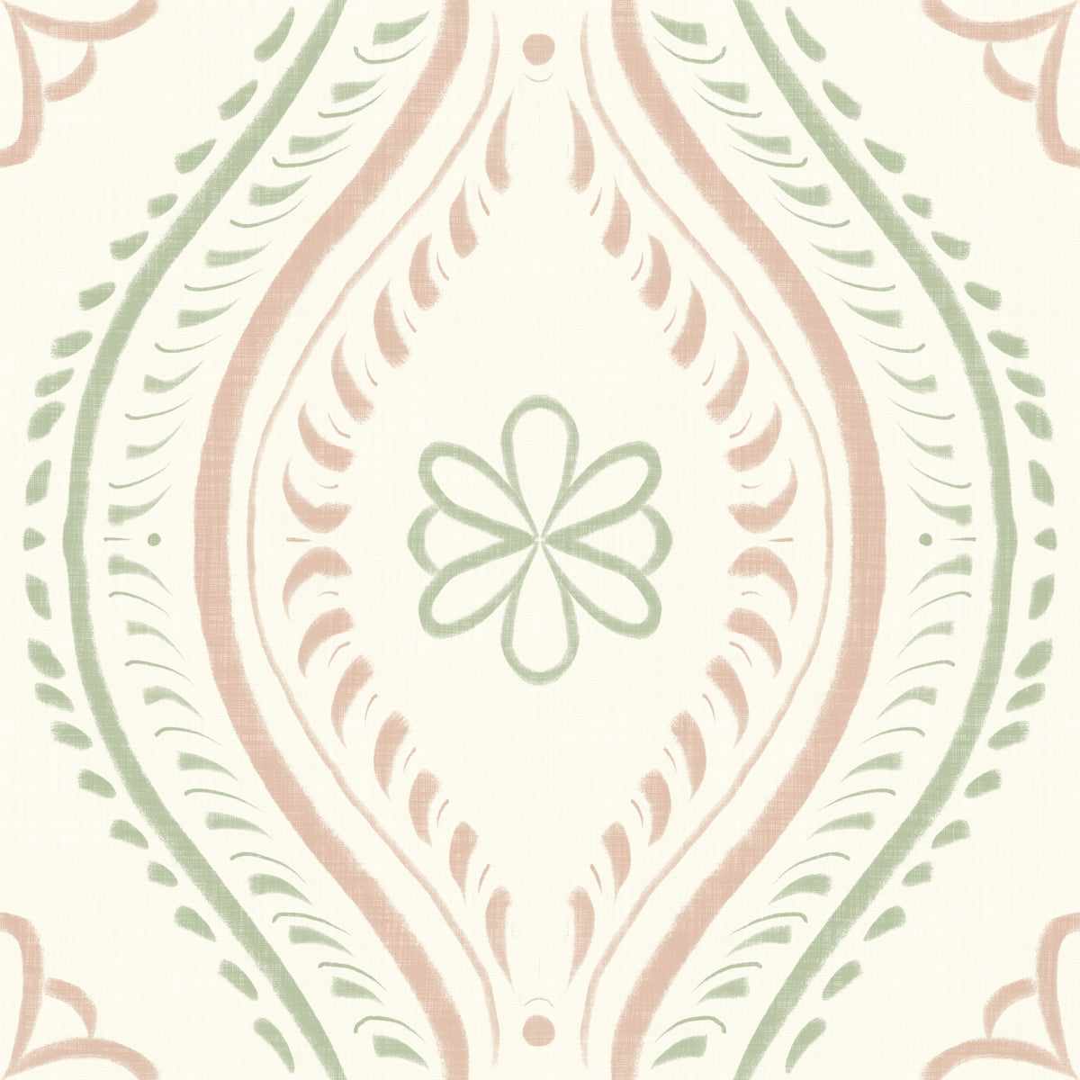 Motif ogee damassé délavé – Papier peint grandmillennial classique in your room — zoomed
