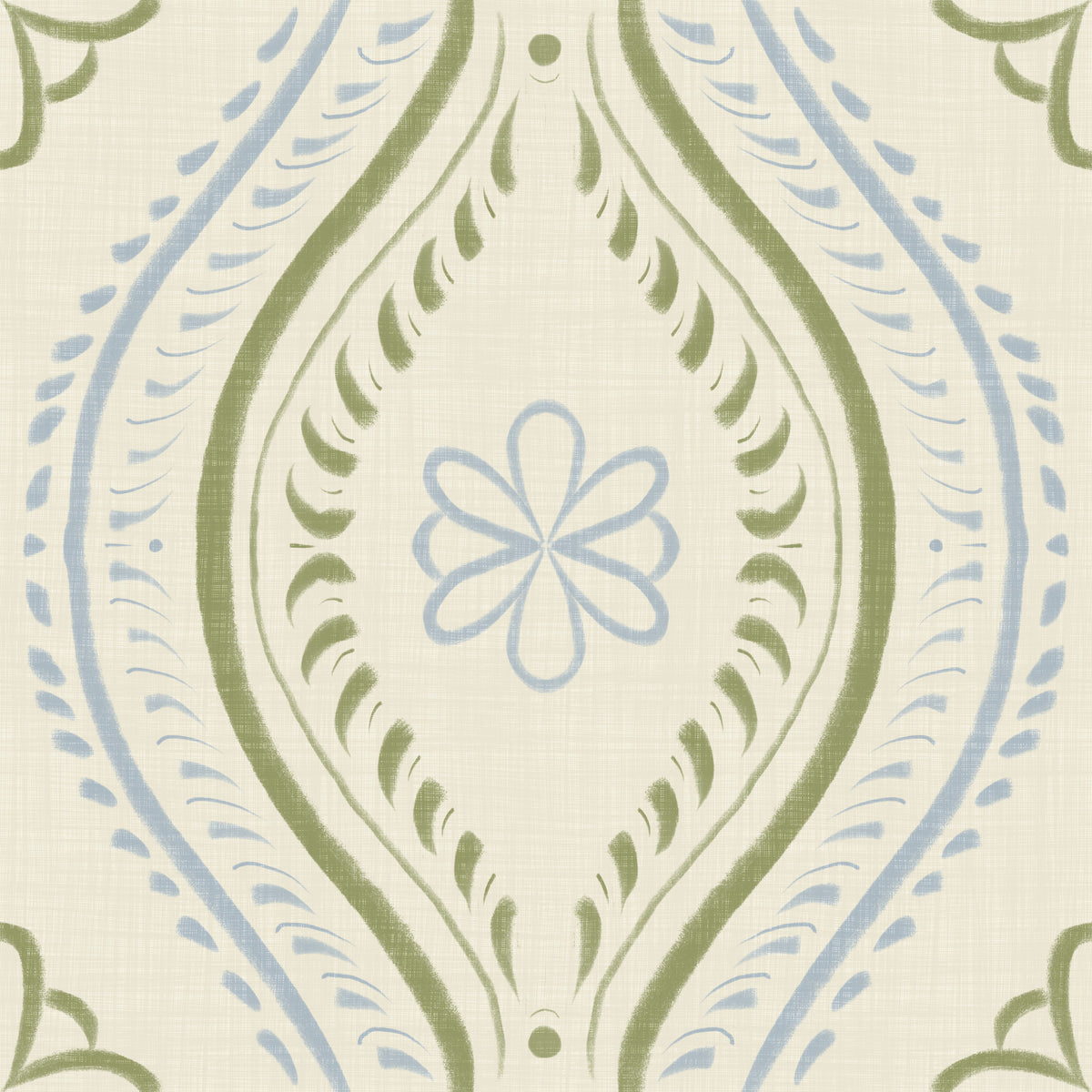 Ogee damassé délavé – Papier peint français champêtre intemporel in your room — zoomed