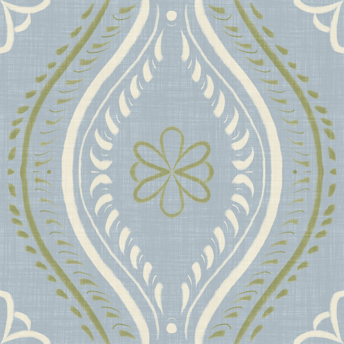 Faded Ogee Damask - Classic French Country Wallpaper⁠