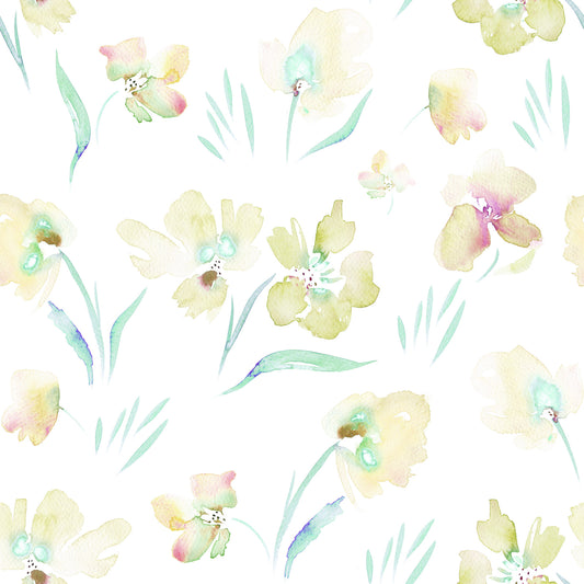 Carta da parati con illustrazione di flora da giardino eterea