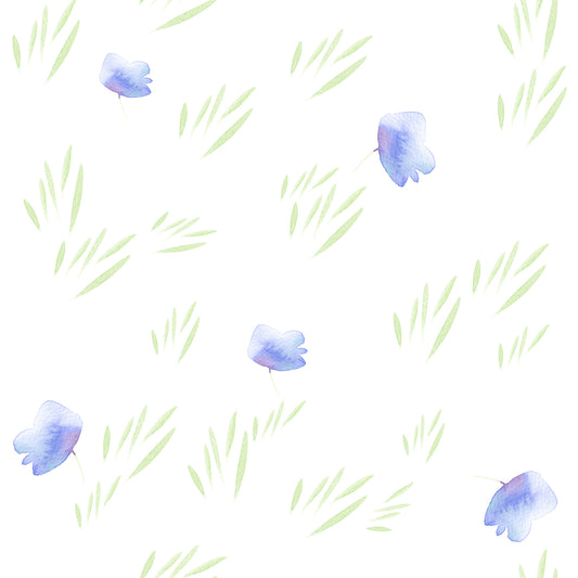 Carta da parati minimalista con petali botanici blu