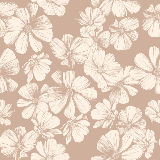 Carta da parati con schizzi botanici color crema