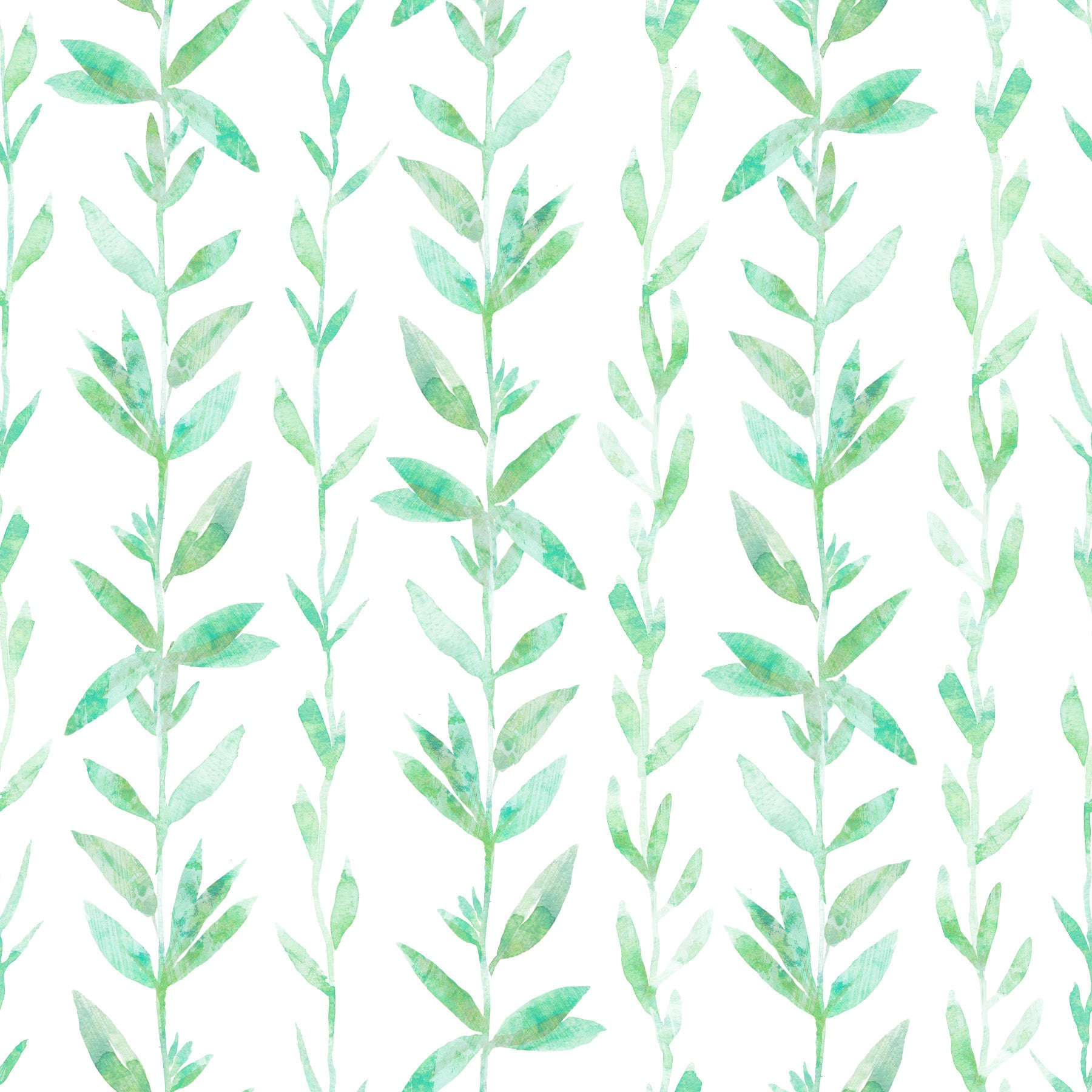 Papier peint panoramique vertical « Liane de fougères à l’aquarelle »
