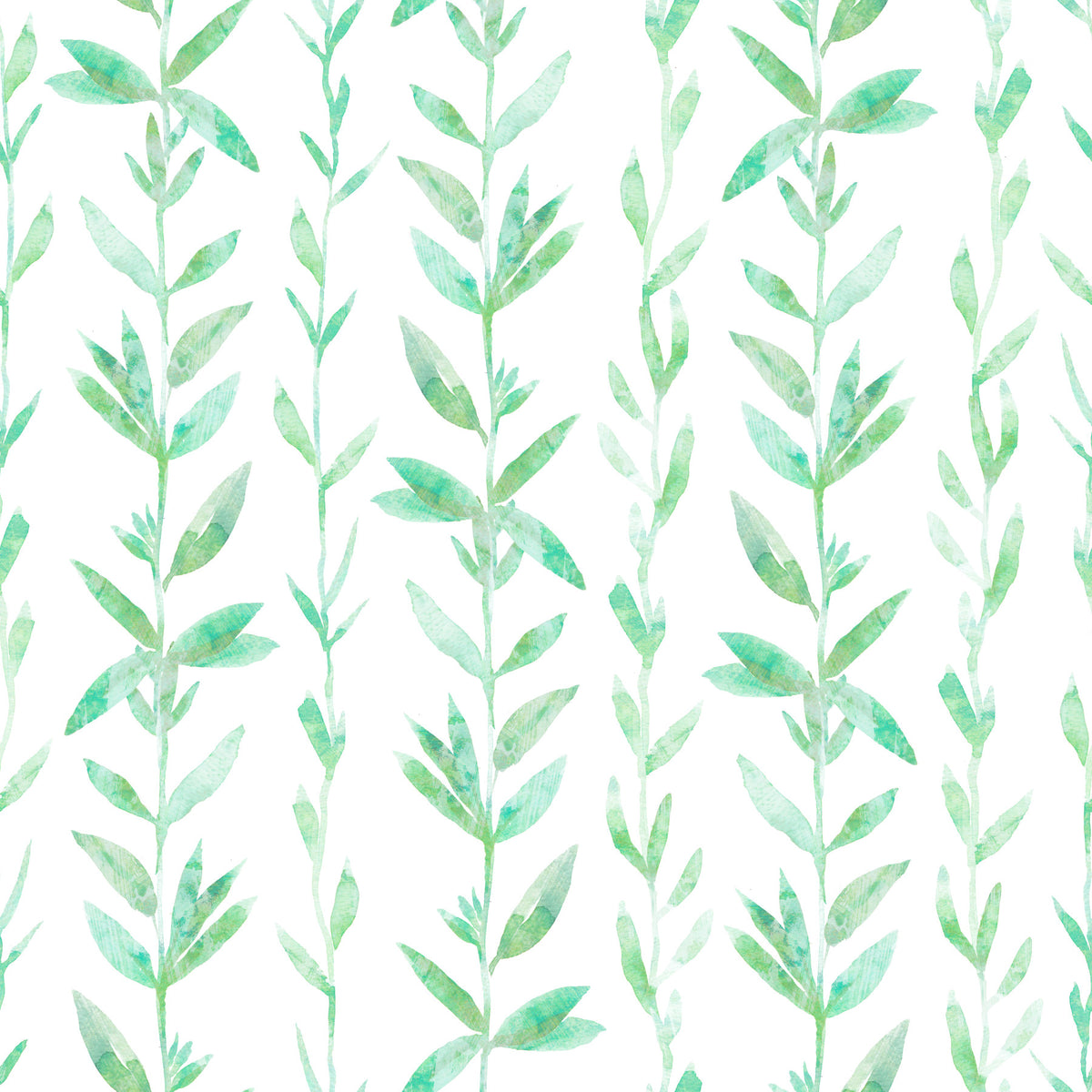 Aquarell-Tapete mit vertikalem Farnrankenmuster in your room