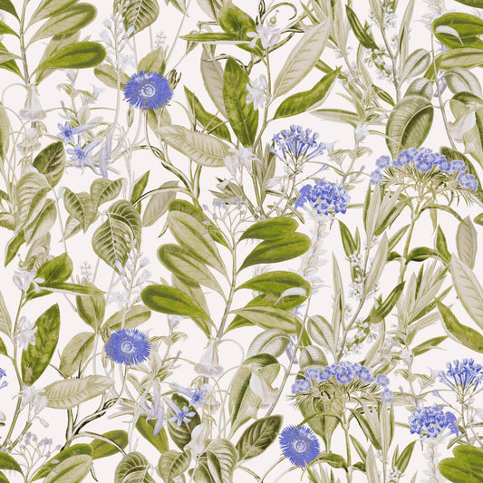 Ruhige blaue Blumenstudie „Wiese“ – Tapete