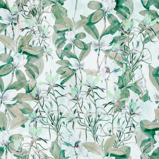 Tapete mit Vintage-Magnolienzweigen im Aquarellstil