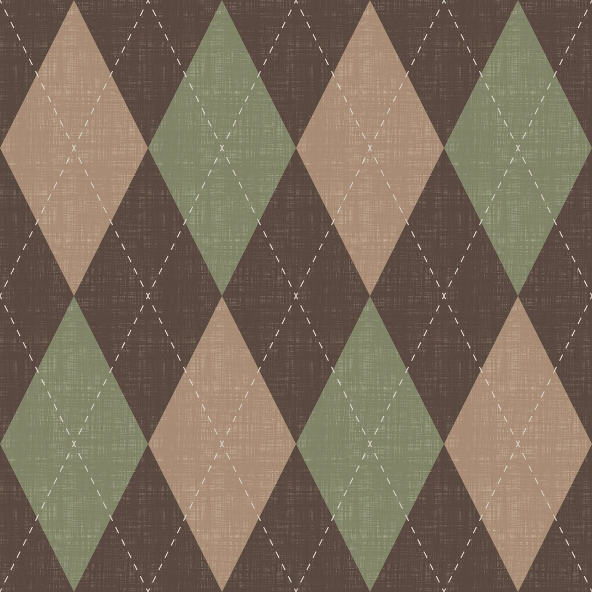 Winter Heritage – Geometrische Rauten im Argyle-Harlekin-Stil, zeitlose Tapete in sanften, gedeckten Farbtönen