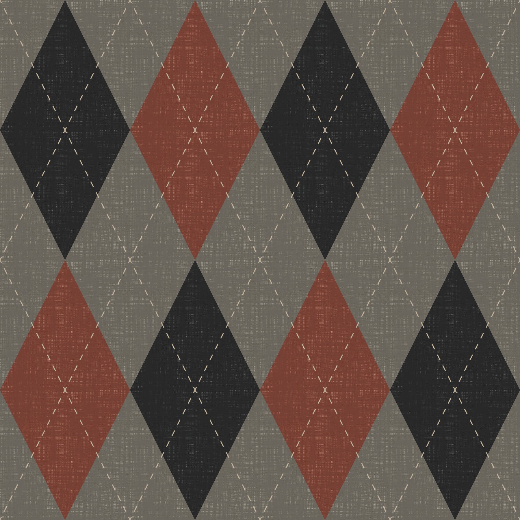 Winter Heritage - Argyle Harlequin Geometrisch Tijdloos - Behang in een Diepe, Krachtige Kleur