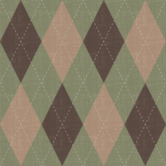 Héritage hivernal – Argyle arlequin à losanges classiques – Papier peint aux teintes douces et subtiles