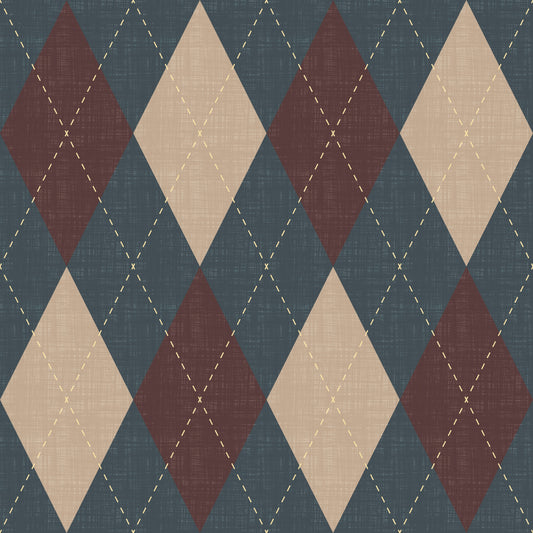 Héritage hivernal – Papier peint à motif losanges classiques arlequin Argyle, dans des tons frais et doux‑froids