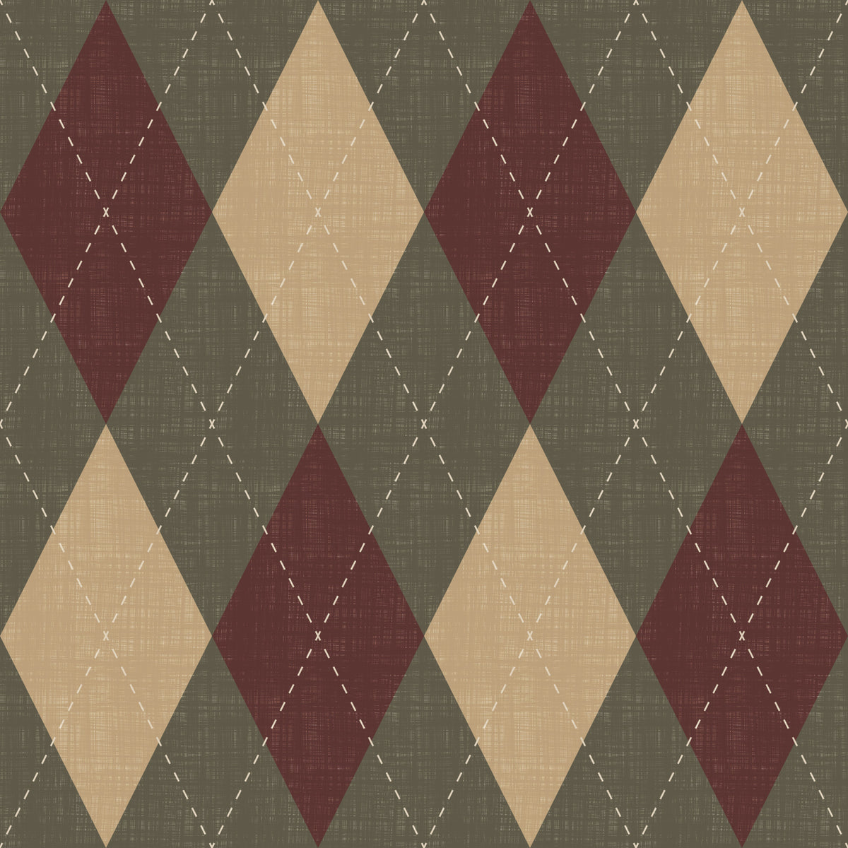 Héritage hivernal – Argyle arlequin à losanges classiques – Papier peint aux tons riches et chaleureux