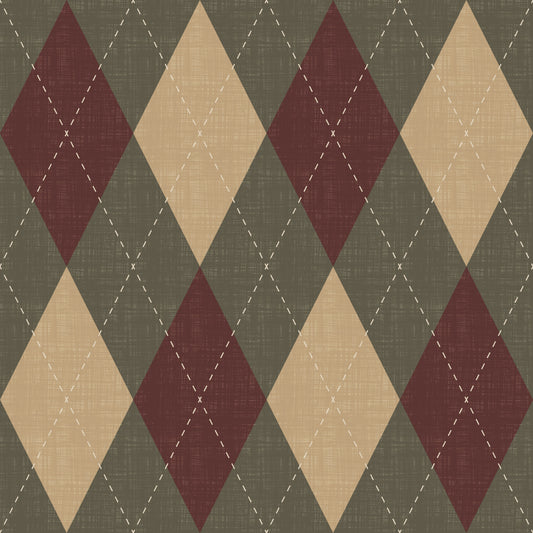 Héritage hivernal – Argyle arlequin à losanges classiques – Papier peint aux tons riches et chaleureux