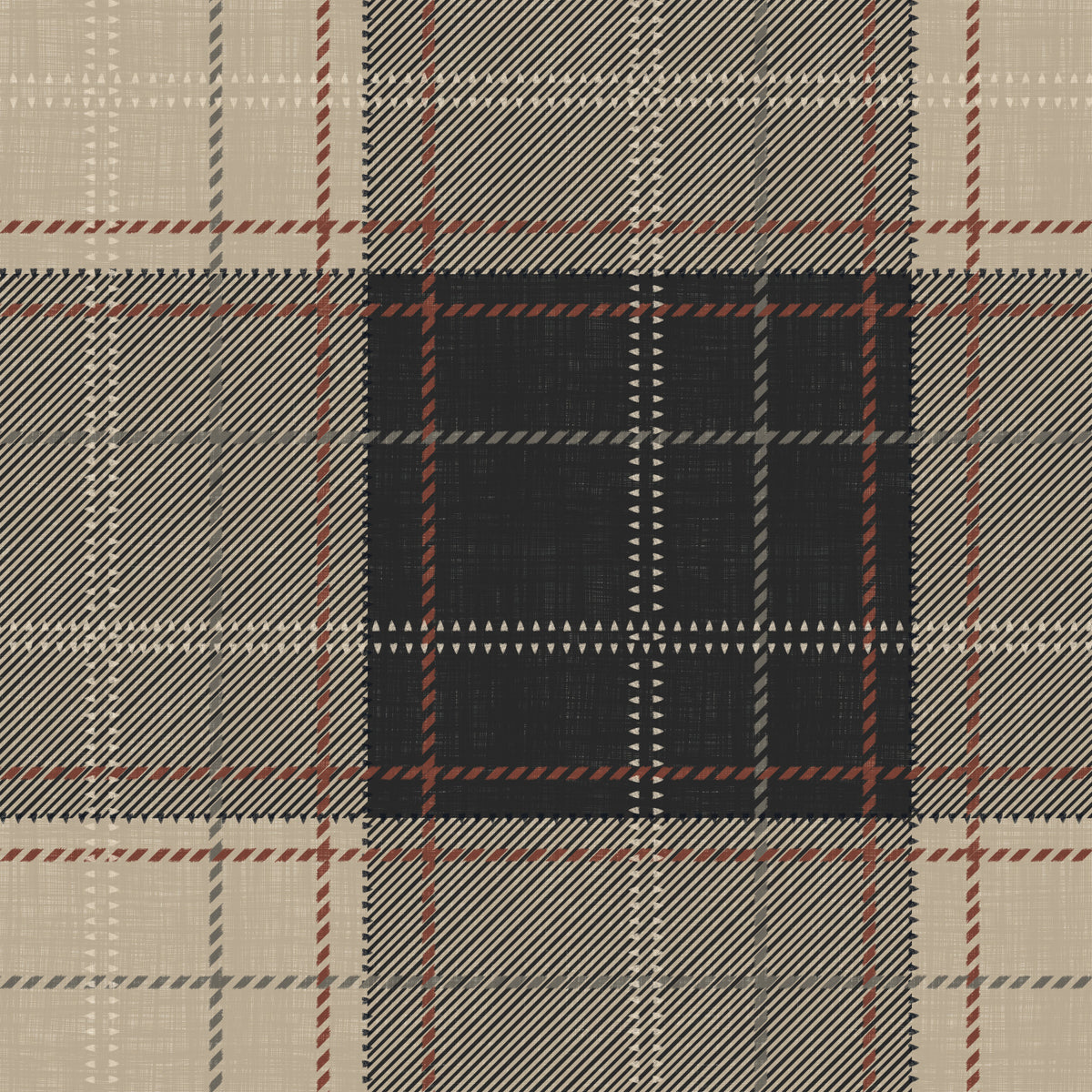 Eredità invernale - motivo scozzese a quadri e blocchi tartan - carta da parati audace ad alto contrasto in your room — zoomed