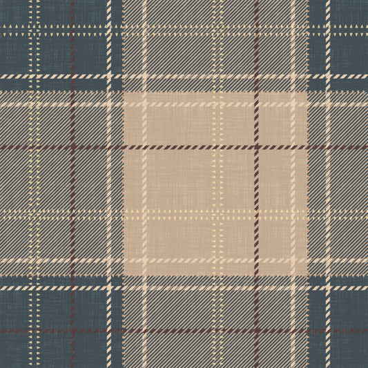 Héritage hivernal – motif écossais à carreaux en damier – papier peint bleu indigo éclatant