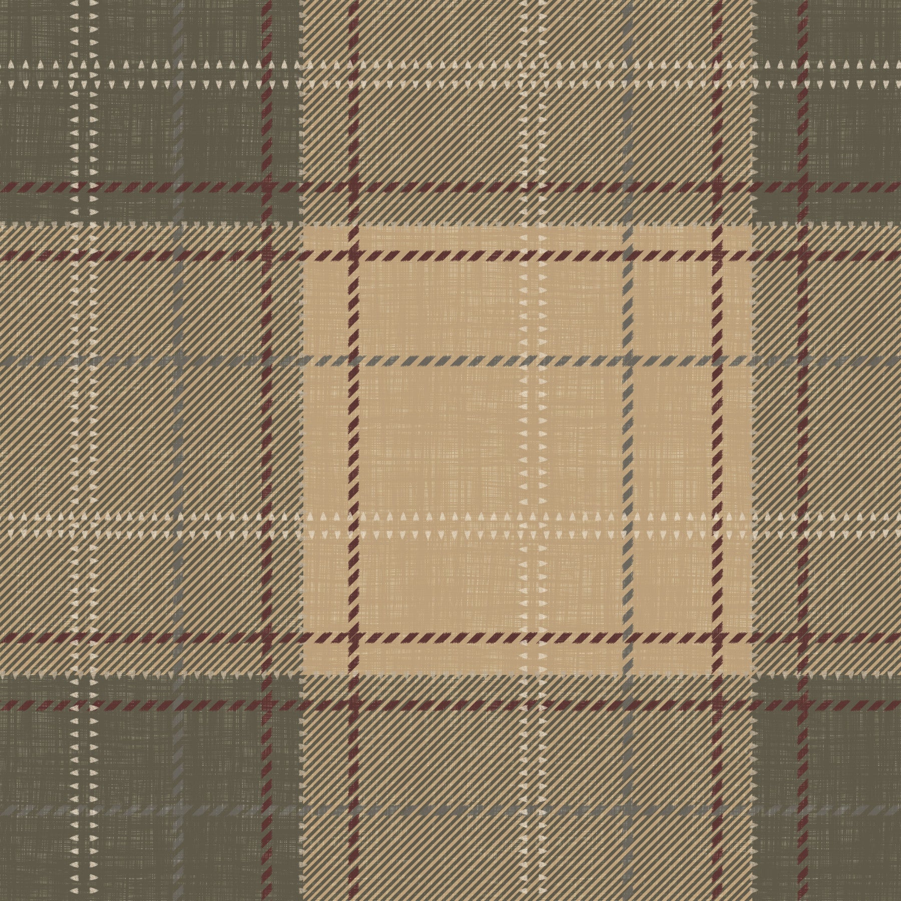 Héritage hivernal – Motif tartan à carreaux en damier – Papier peint aux tons terre chaleureux