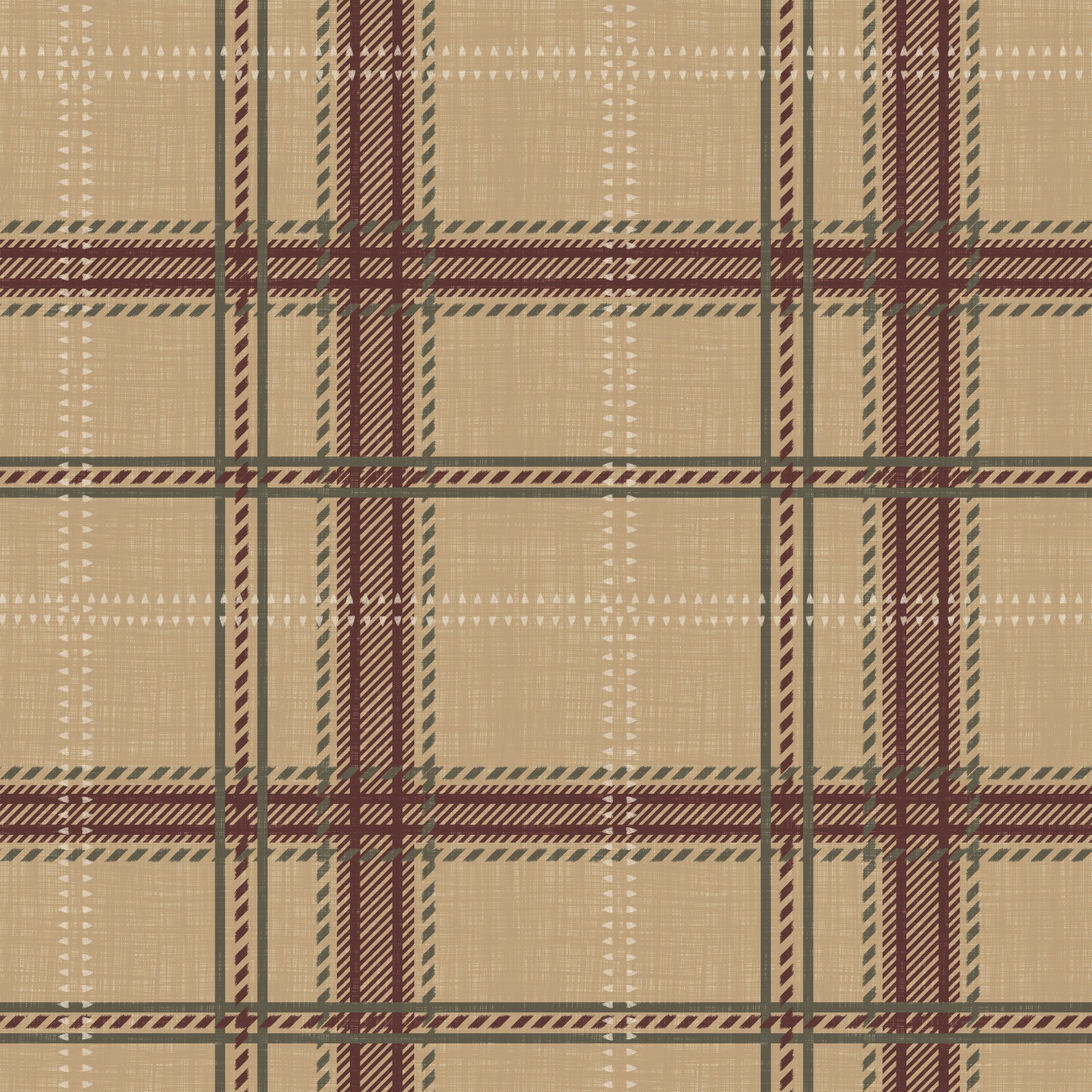 Winterliches Erbe – Fensterkaro-Tartan-Karomuster – Tapete in warmem Erdton