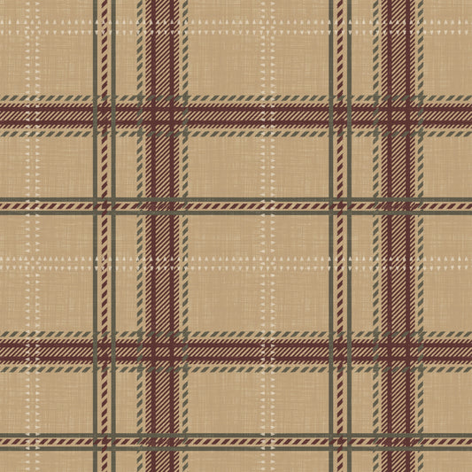 Winterliches Erbe – Fensterkaro-Tartan-Karomuster – Tapete in warmem Erdton