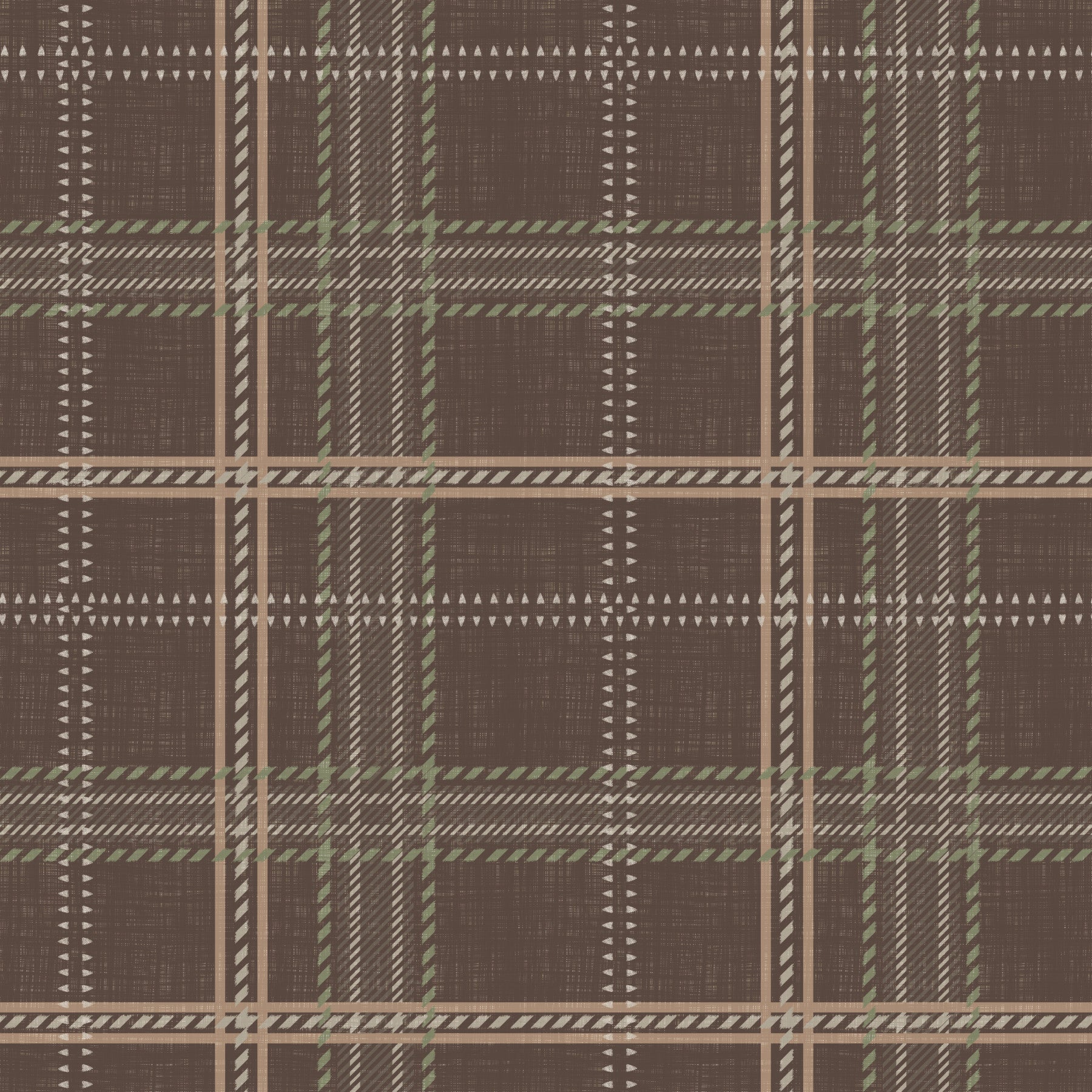 Winter Heritage – Karierter Tartan im Fensterscheibenmuster – Tapete in sanftem Taupe-Mix