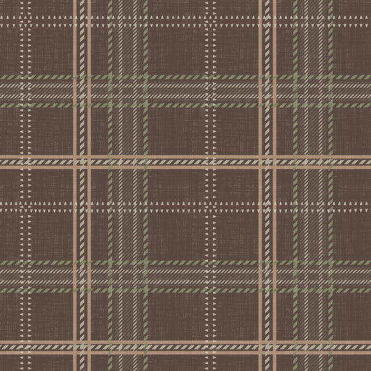 Winter Heritage – Karierter Tartan im Fensterscheibenmuster – Tapete in sanftem Taupe-Mix