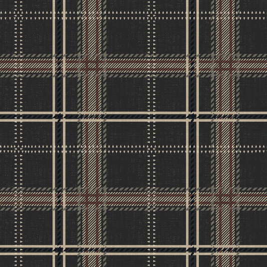Winter Heritage – Karierter Tartan mit Fensterpaneel-Muster – Markante Tapete mit hohem Kontrast