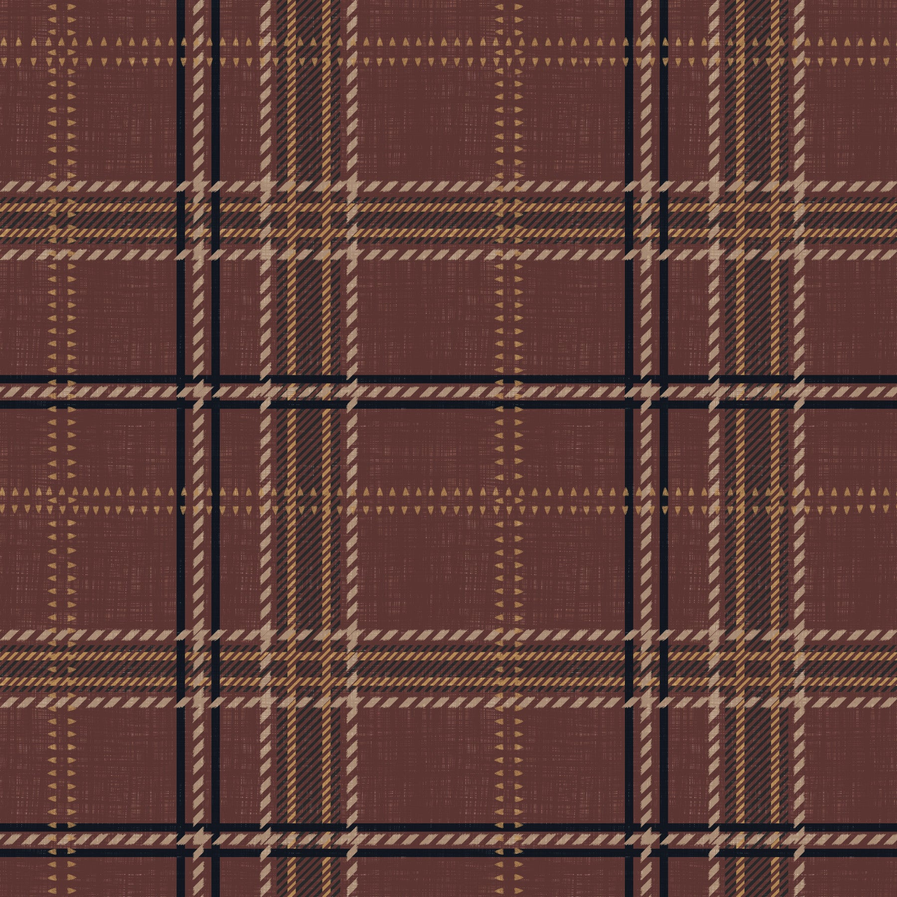 Winter Heritage – Karierter Tartan mit Fensterscheibenmuster – Tapete in dunklem, stimmungsvollem Farbton