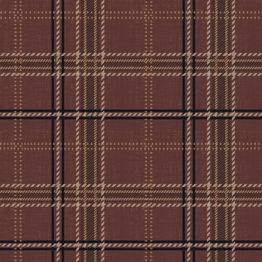 Winter Heritage – Karierter Tartan mit Fensterscheibenmuster – Tapete in dunklem, stimmungsvollem Farbton