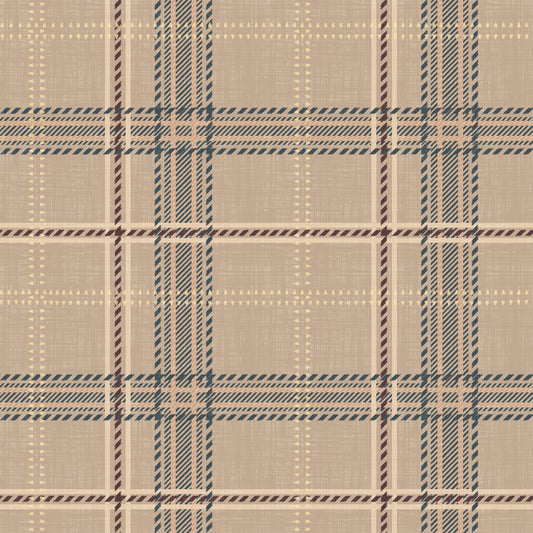 Winter Heritage – Karierter Tartan im Fensterscheibenmuster – Tapete in klarem Indigoton
