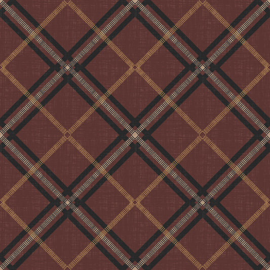 Winter Heritage – Tartan-Trellis-Karo-Raster – Dunkle, stimmungsvolle Mischung Tapete
