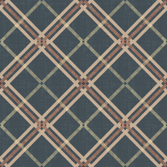 Winter Heritage – Tartan-Trellis-Karo-Raster – Tapete in klaren, kühlen Farbtönen