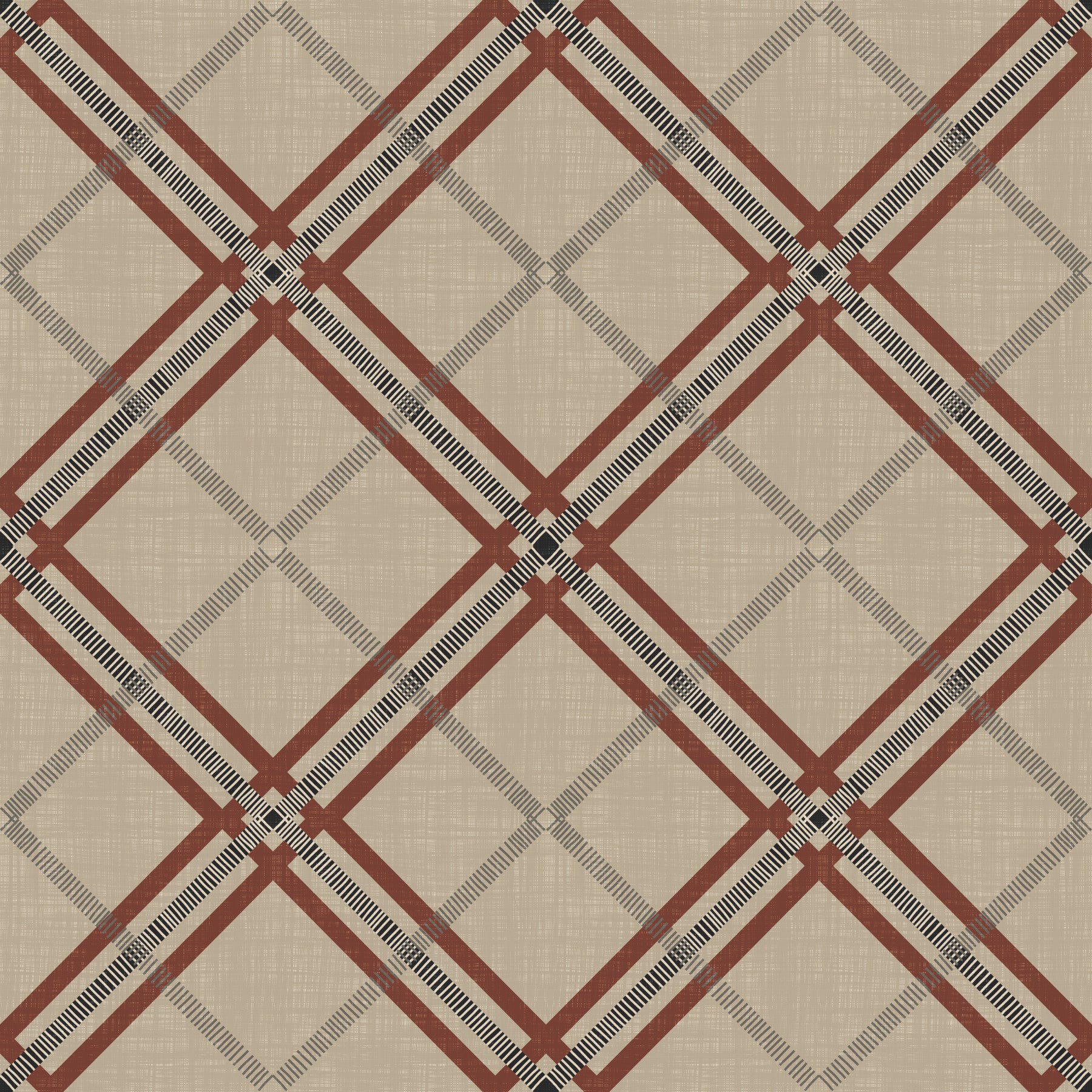 Héritage hivernal – Treillis tartan à carreaux en grille – Papier peint aux teintes profondes et intenses