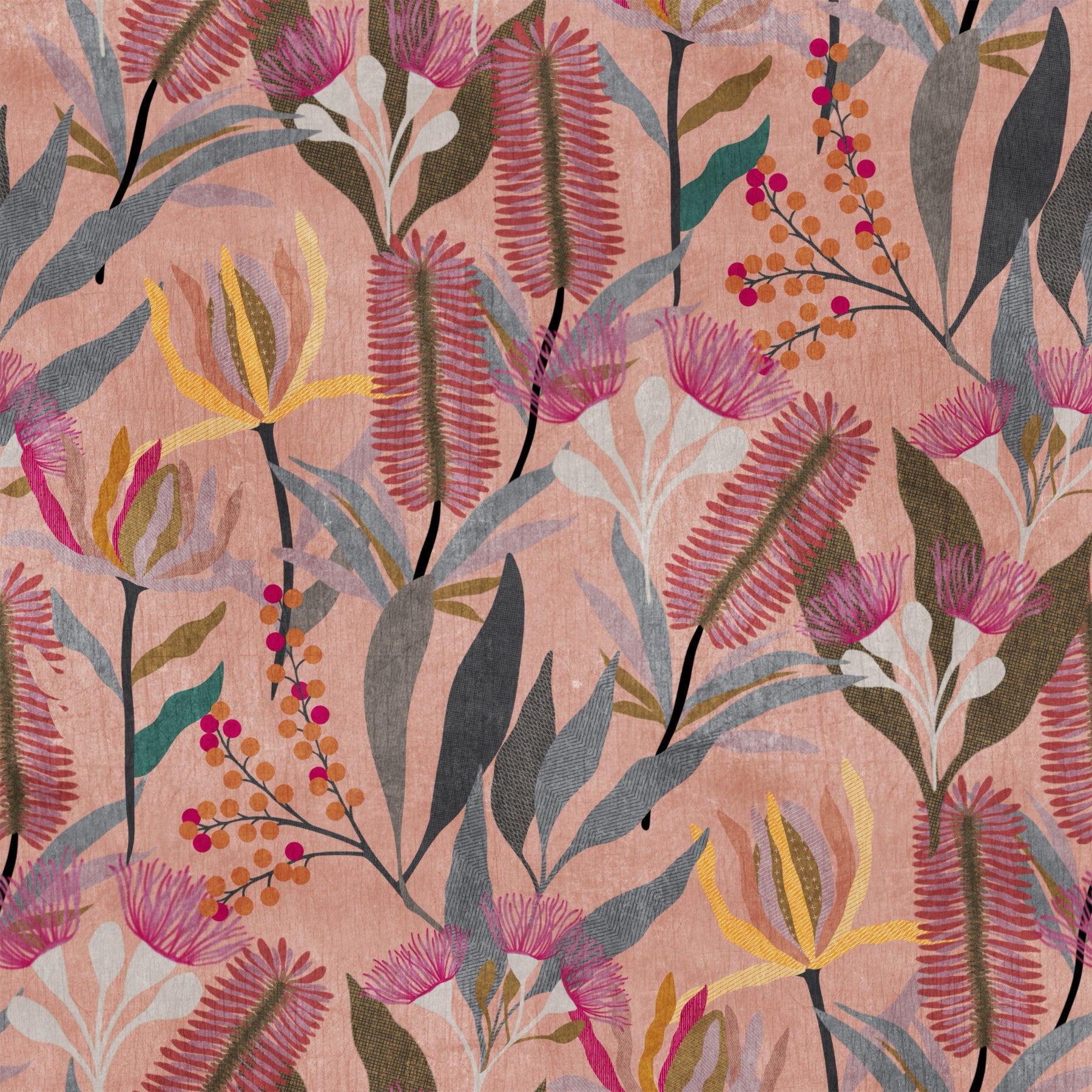 Botanische Tapete „Australian Native Bloom“ mit australischen Blumen