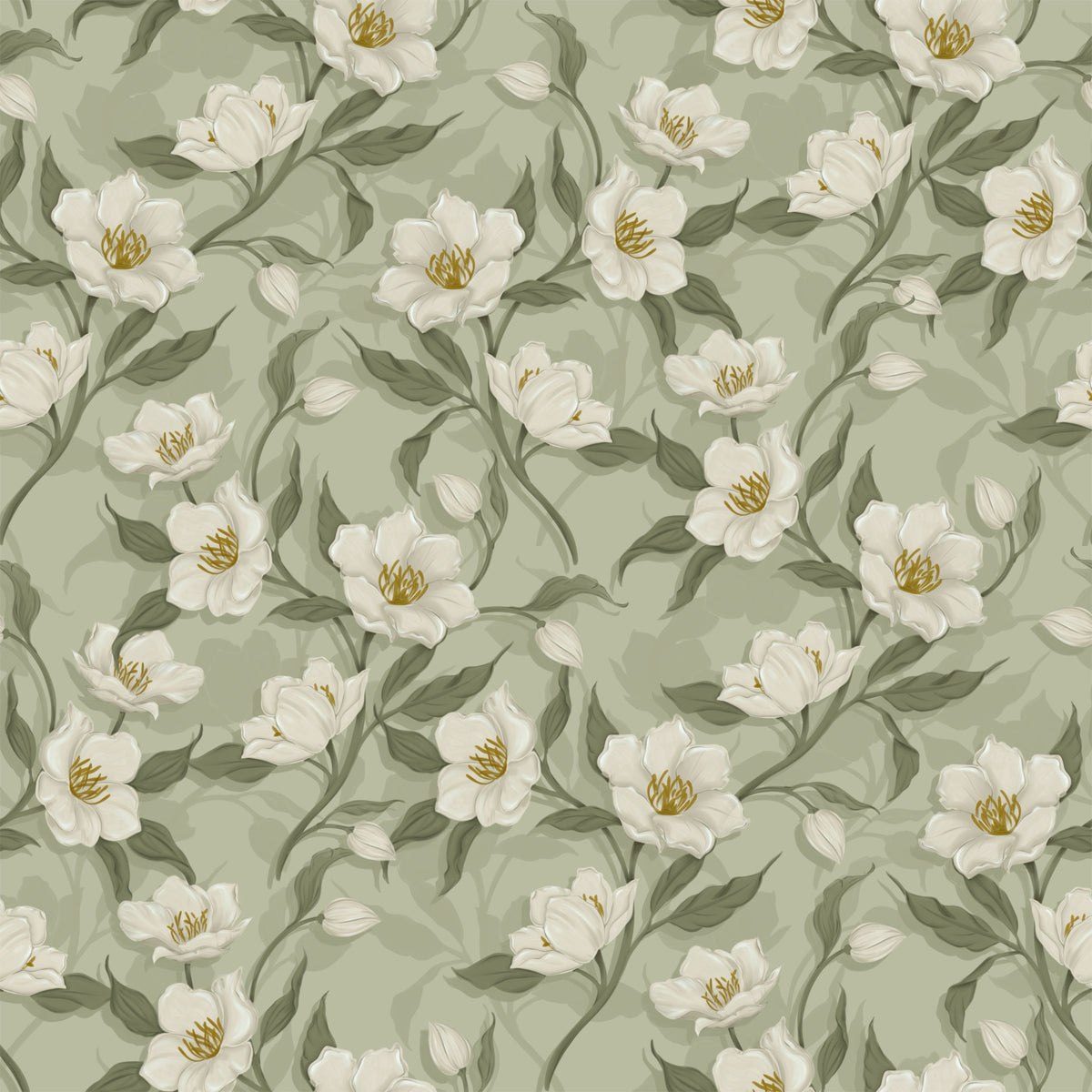 Cottage Chique - sage Wallpaper⁠ in your room