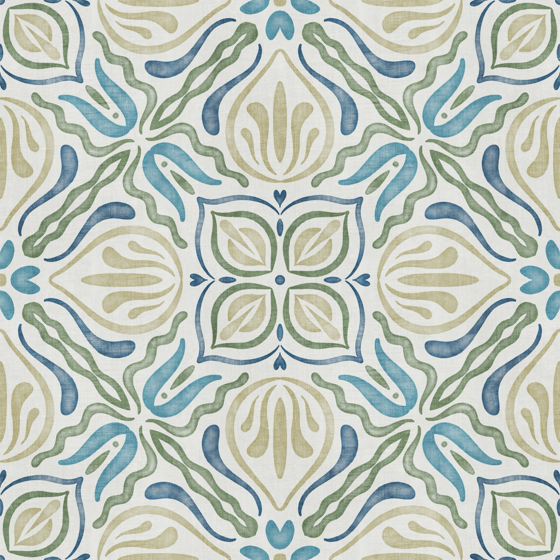 Papel tapiz floral fluido Azure