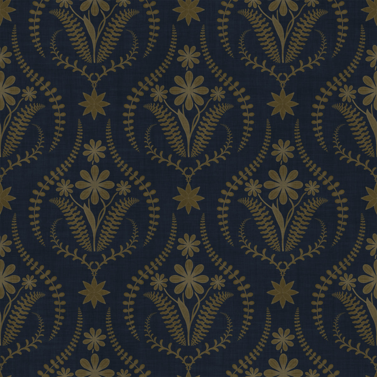 Papier peint à motif damassé floral bleu nuit in your room