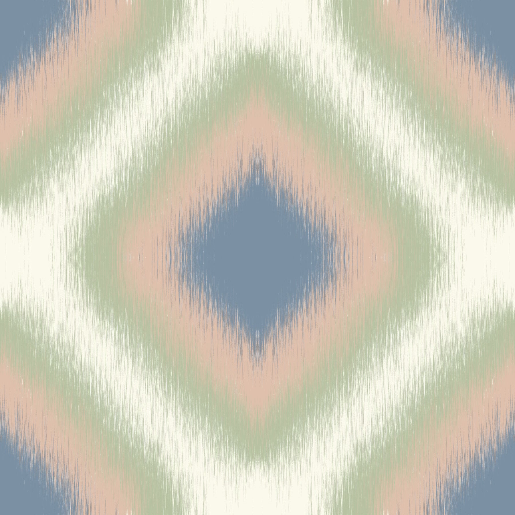 Heritage Ikat – Rautenmuster-Tapete im Grandmillennial-Stil in Denimblau und Blush-Pink