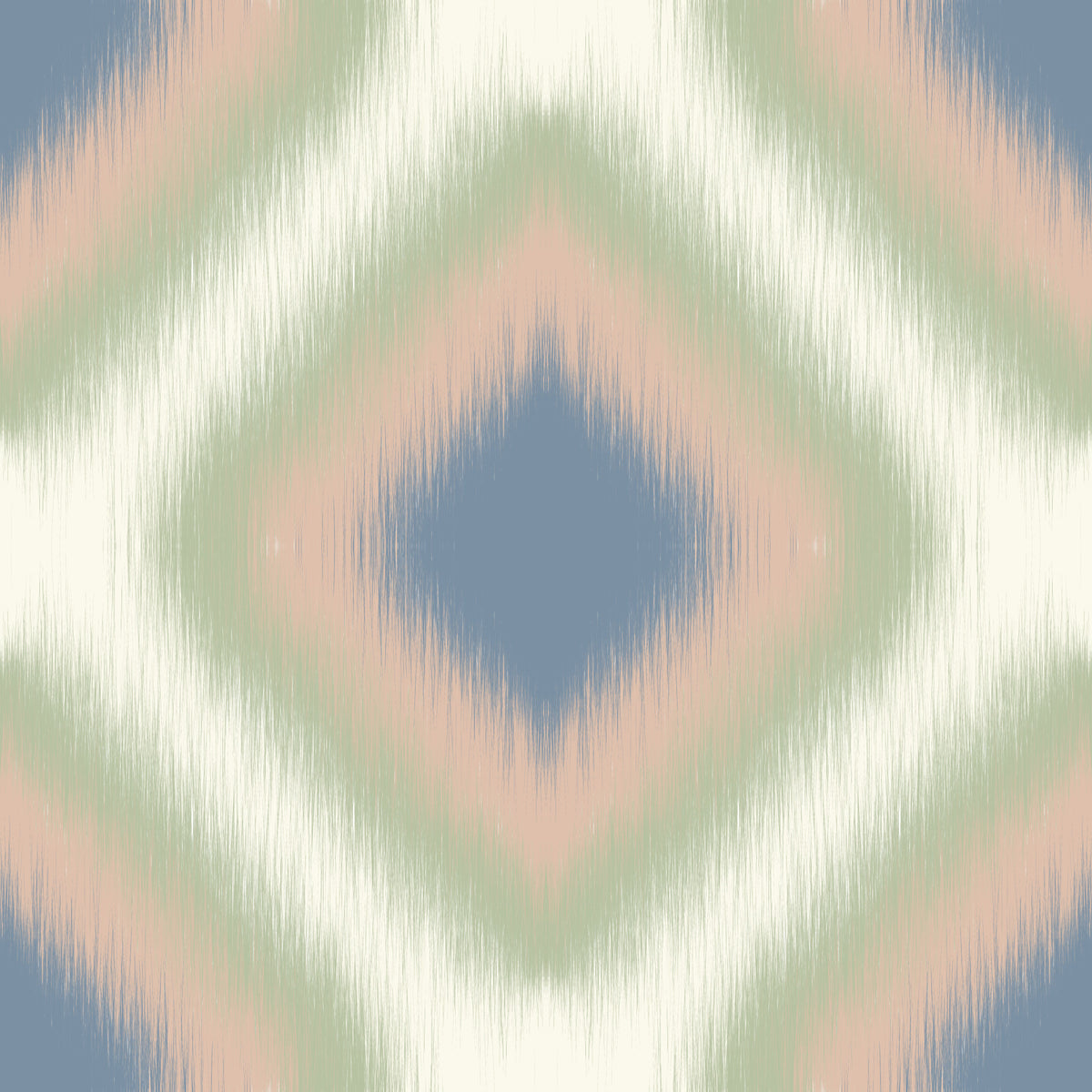 Papier peint Heritage Ikat – losanges grandmillennial bleu denim et rose poudré