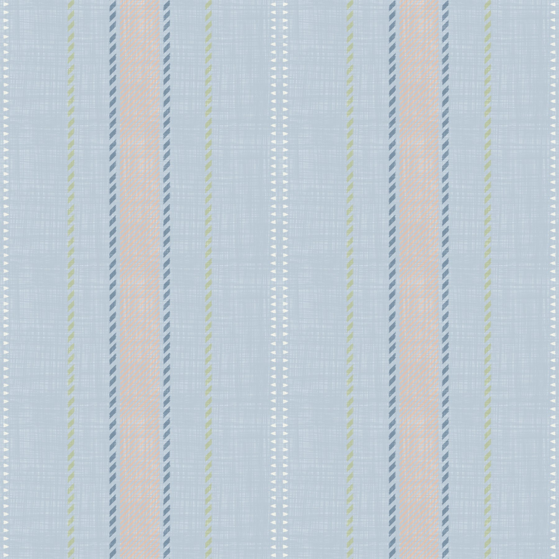 Heritager Ticking Stripes - Carta da parati con texture di lino blu francese vintage e rosa cipria