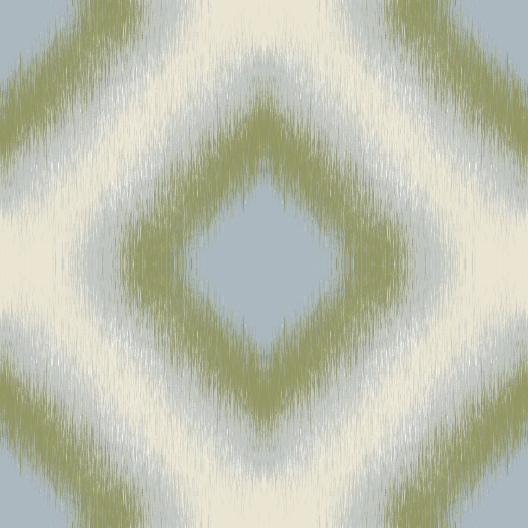 Carta da parati a rombi grandmillennial Heritage Ikat – verde salvia e blu francese