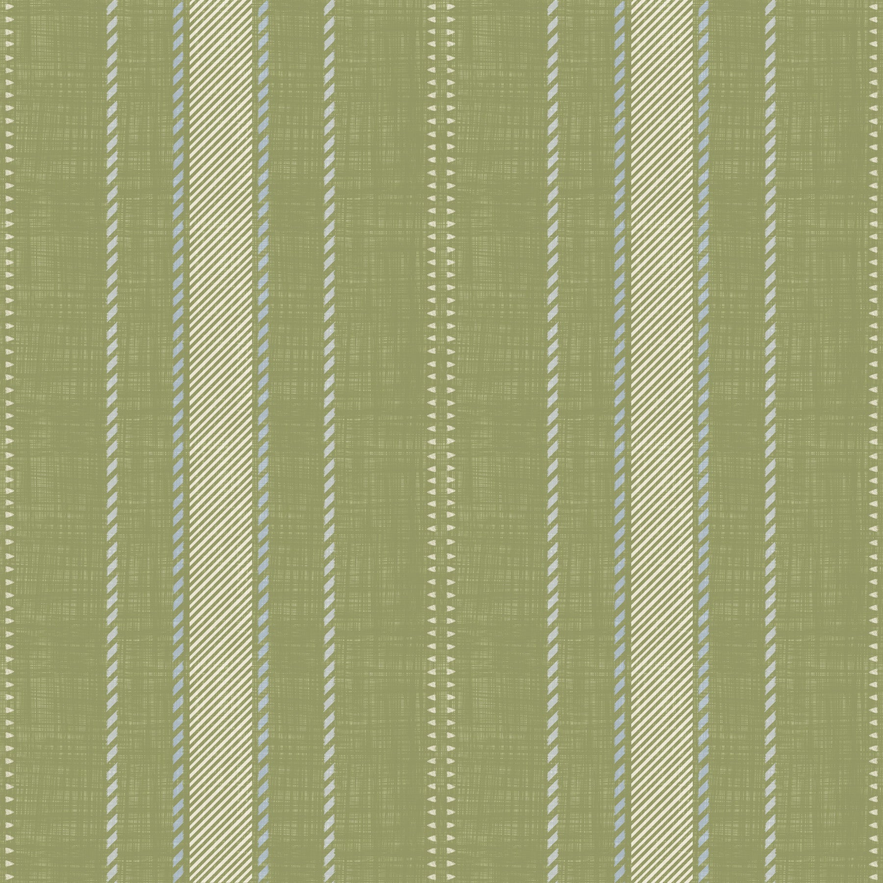 Rayures ticking Heritage – Papier peint texturé effet lin vert prairie vintage et craie