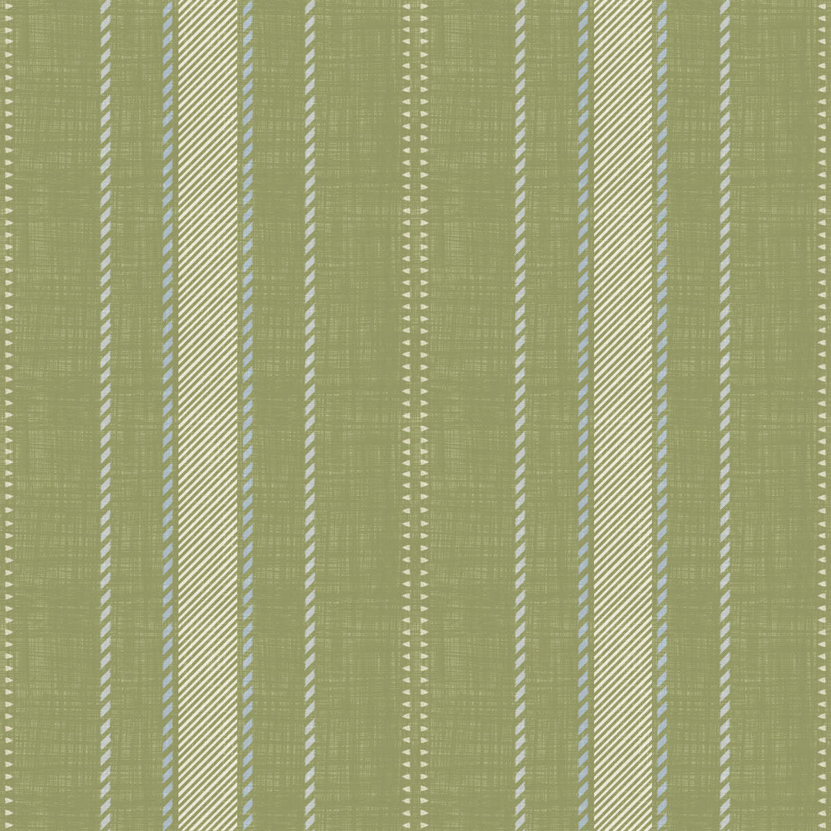 Rayures ticking Heritage – Papier peint texturé effet lin vert prairie vintage et craie in your room — zoomed