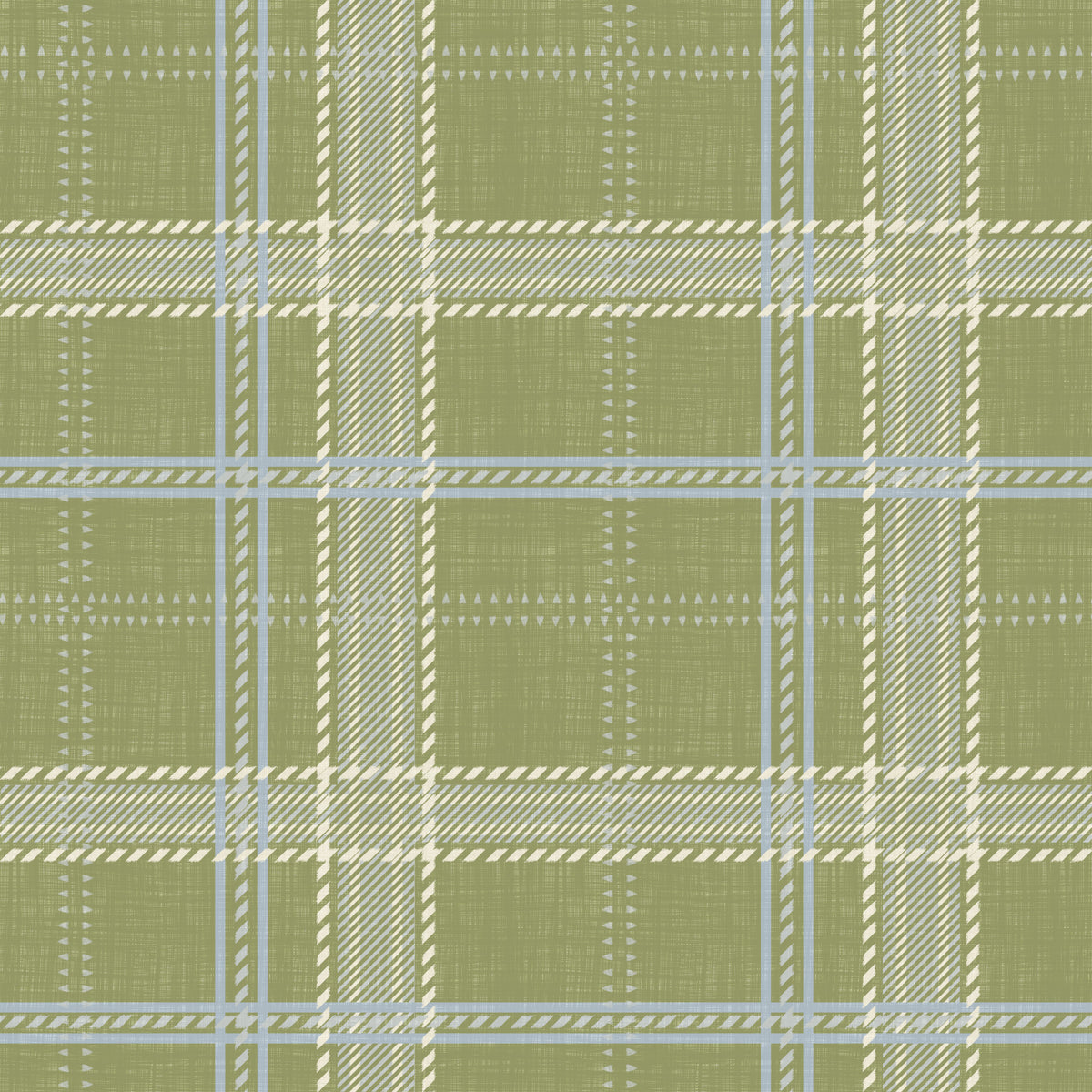 Cuadros escoceses tradicionales - Cuadros de tartán tipo ventana en lino - Papel pintado verde pradera y tiza in your room — zoomed