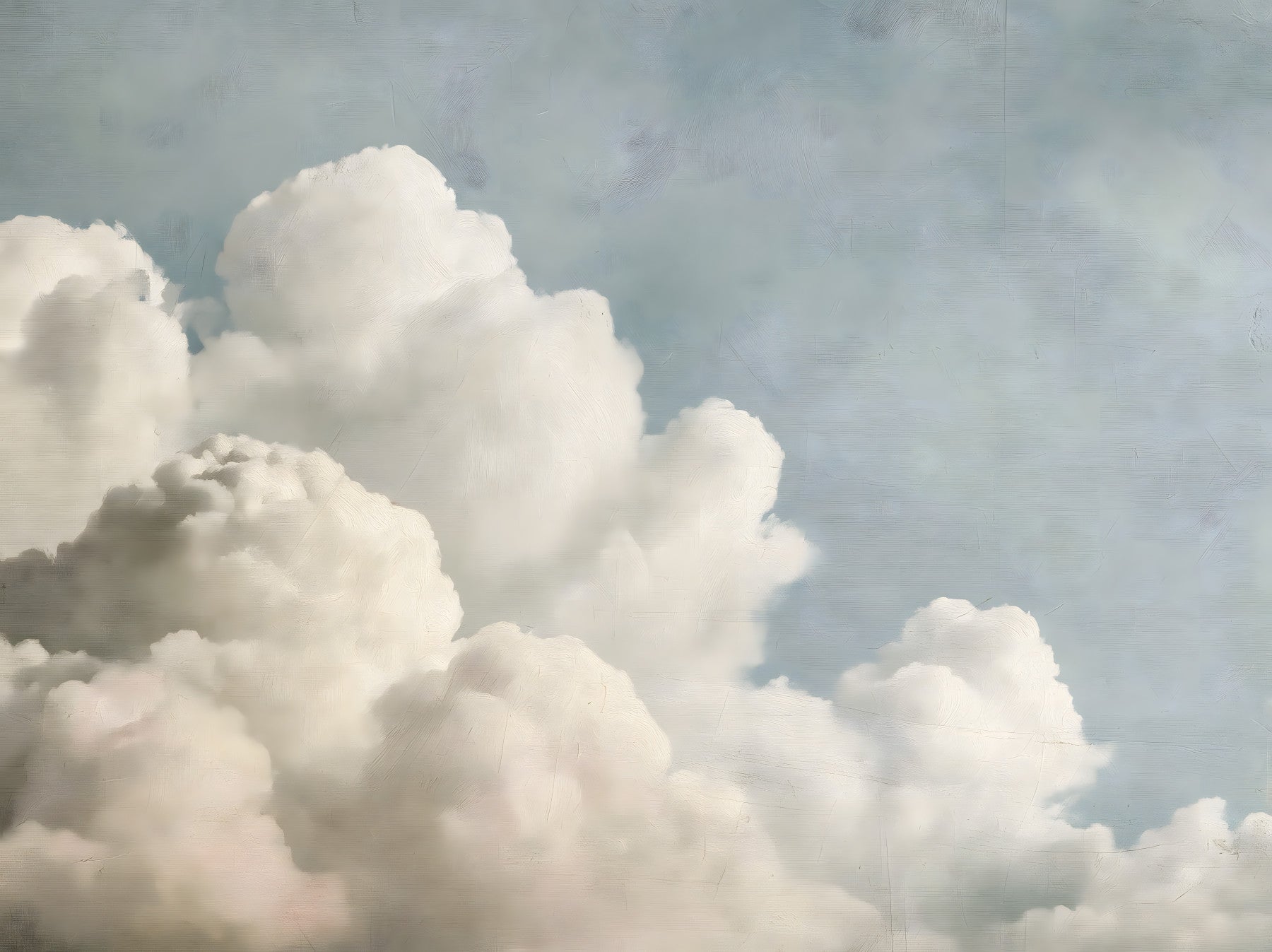 Verträumtes Wandbild mit gemalten Wolken