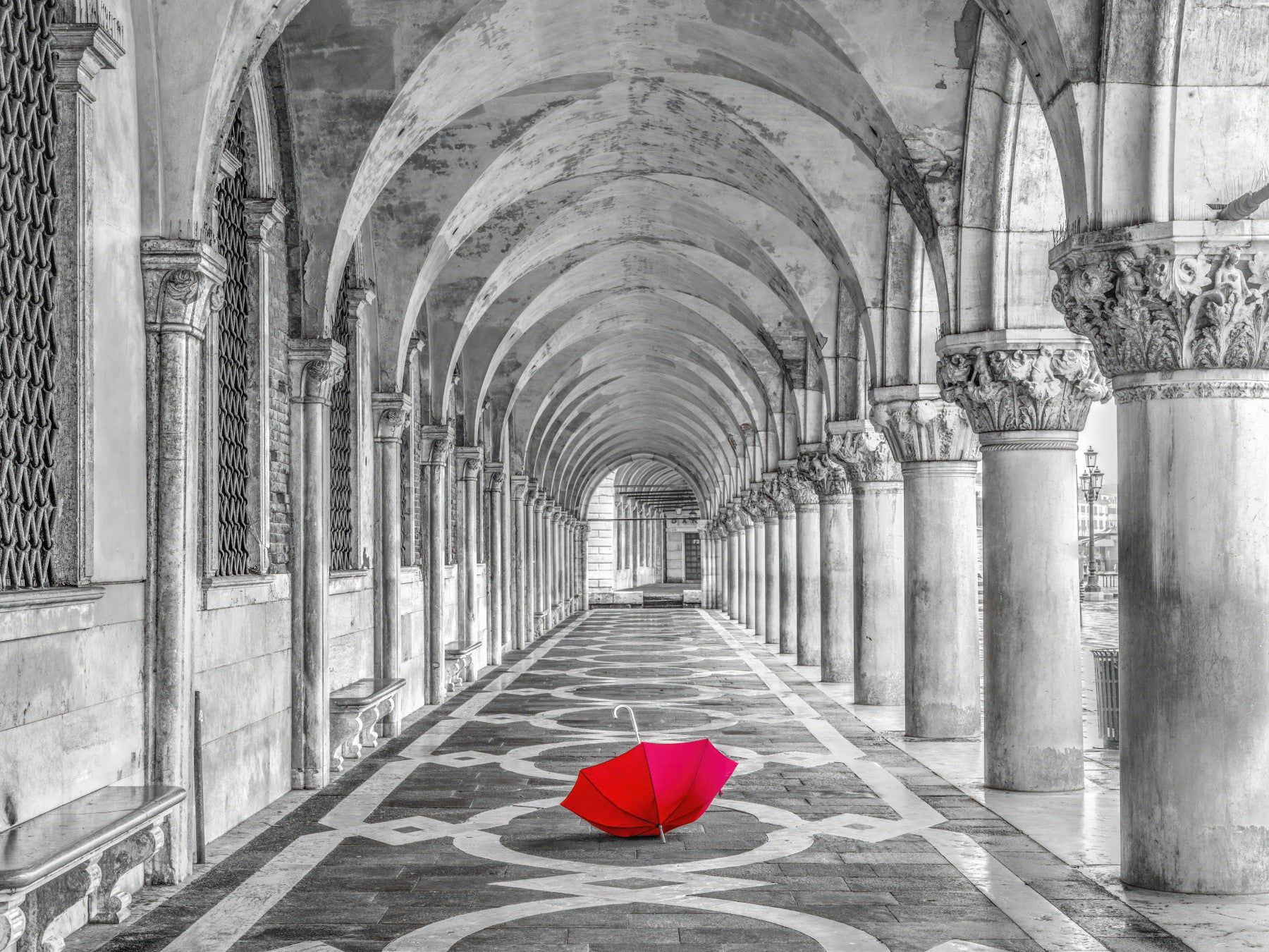 Italian Stone Corridor Perspective Wall Mural