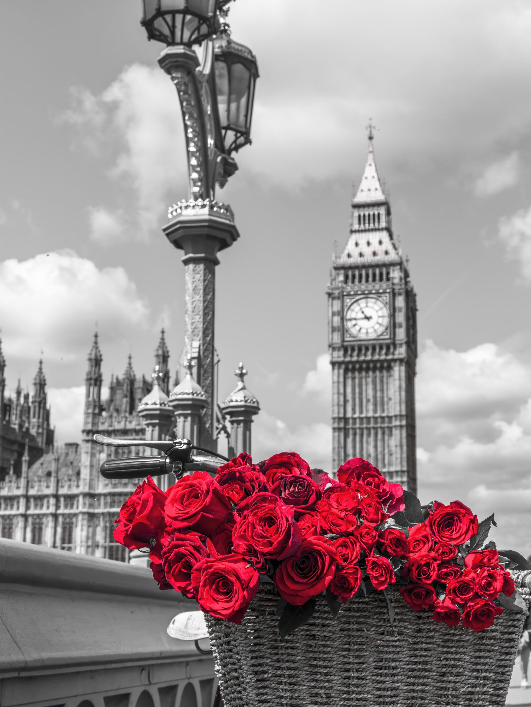 Wandgemälde „Crimson Blooms“ im Zentrum Londons