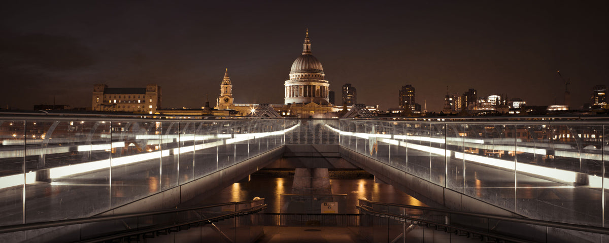 Midnight St Pauls Cathedral and Bridge View Wall Mural in your room