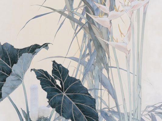 Roligt tropisk botanisk illustrationsvægmaleri