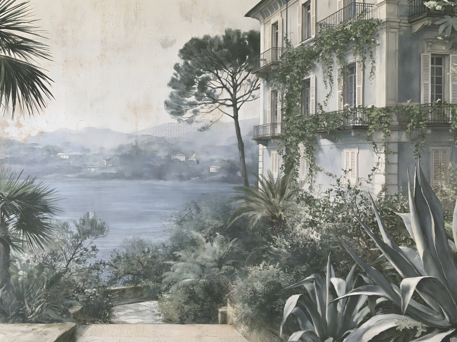 Wandbild „Rückzugsort in einer Villa am italienischen See“